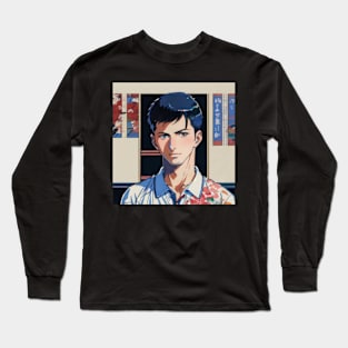 Japanese Anime Vibes Serbian Tennis Boy in Japan Vintage Tennis Player Long Sleeve T-Shirt